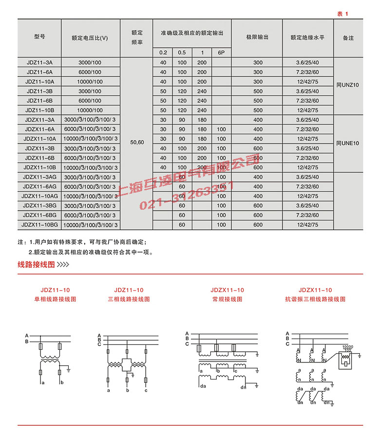 JDZ11-3A電壓互感器參數(shù)